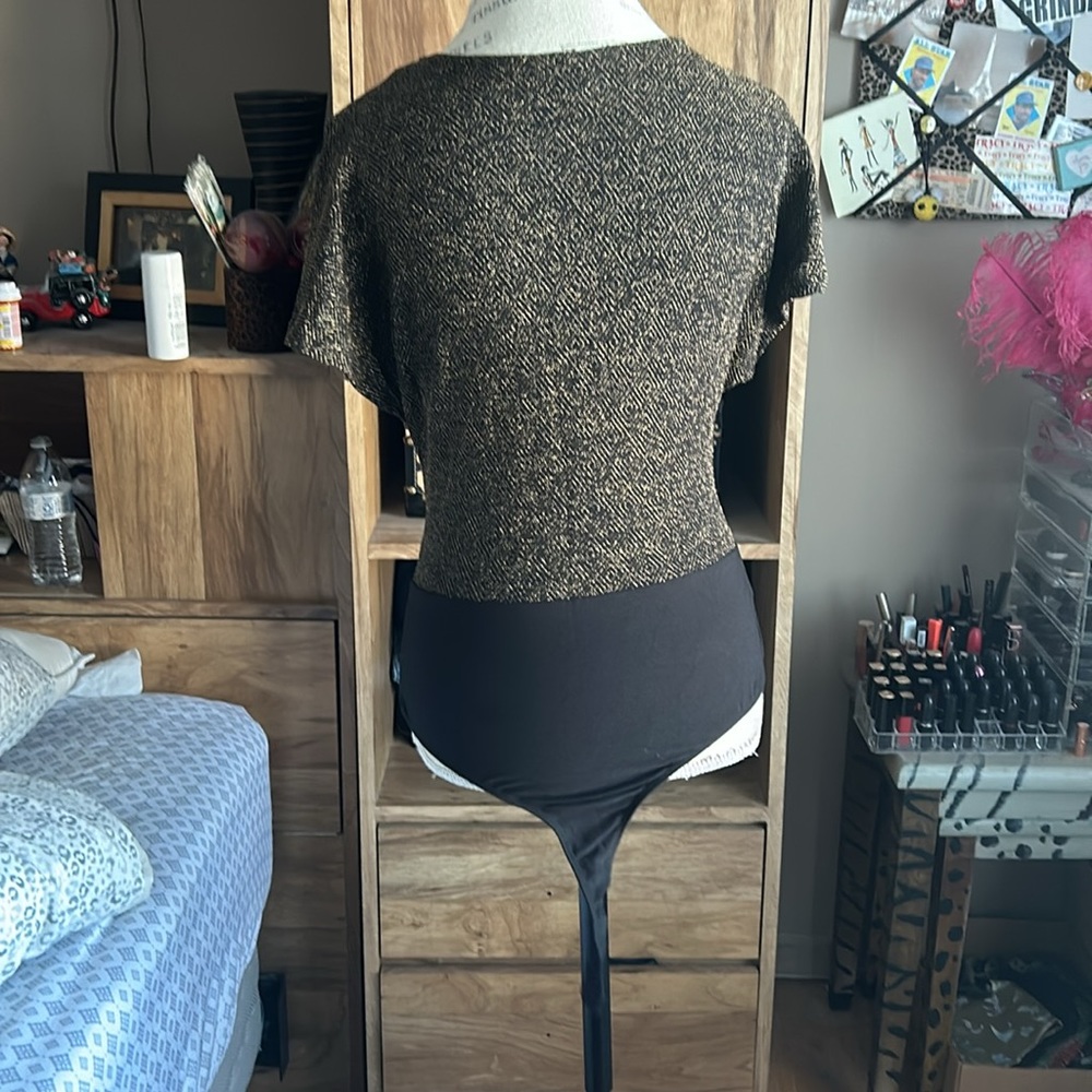 Luxology Gold & Black Stretch Bodysuit - Medium - Picture 4 of 6